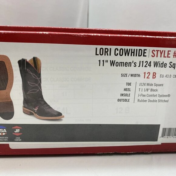 NEW JUSTIN Lori 11" Cowhide Boots – Women’s Size 12 – Royal Black – New - Picture 13 of 13